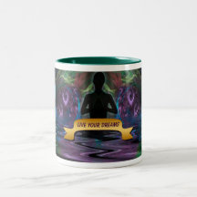 Live Your Dreams Yoga Fractal Art Affirmation Mug
