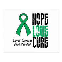 Liver Cancer Cancer Hope Love Cure Ribbon Post Card