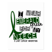Liver Cancer I Wear Emerald Green For My Niece 37 Postcard