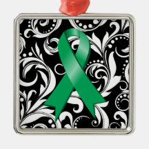 Liver Cancer Ribbon Deco Noir Christmas Ornament