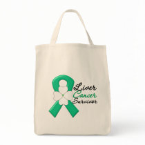 Liver Cancer Survivor Flower Ribbon Tote Bags