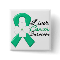 Liver Cancer Survivor Flower Ribbon Button