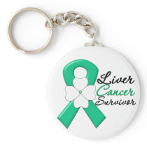 Liver Cancer Survivor Flower Ribbon Keychains
