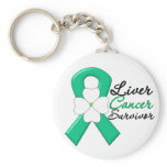 Liver Cancer Survivor Flower Ribbon keychains