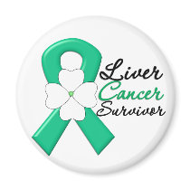 Liver Cancer Survivor Flower Ribbon Magnet