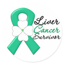 Liver Cancer Survivor Flower Ribbon Round Stickers