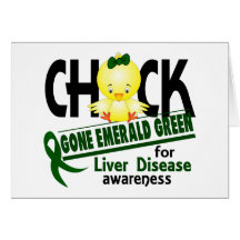 Liver Disease Chick Gone Emerald Green 2 Cards