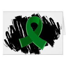 Liver Disease Emerald Green Ribbon With Scribble Cards