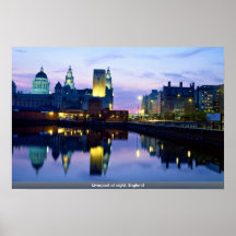 Liverpool at night, England Print
