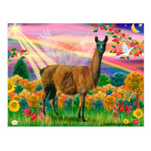 Llama (brown) - Autumn Angel Post Card