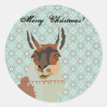 Llama Christmas Round Sticker