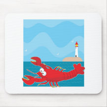 Lobster Light House Mouse Mat