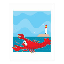 Lobster Light House Post Card