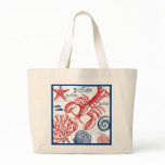 Lobster & Sea Life Blue JUMBO Tote bags