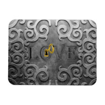 Lock Heart Rectangle Magnet