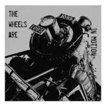 Locomotive party invitation -grey