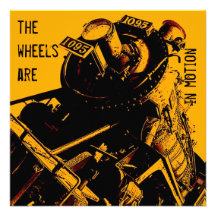 locomotive party invitation - yellow