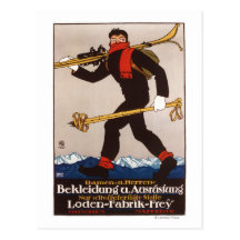Loden Ski Clothes Skiing Advertisement Poster Postcards