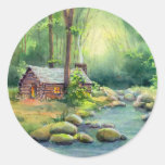 LOG CABIN by SHARON SHARPE Sticker