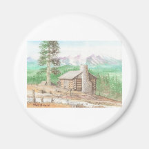Log cabin in the Woods Fridge Magnet
