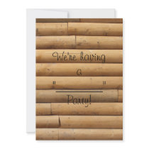 Log Cabin Siding Background Personalized Invite