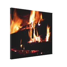 Logs in the Fireplace Canvas Print