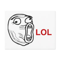 LOL Laugh Out Loud Rage Face Meme Post Card