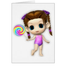 Lollipop Girl Cutie Greeting Cards