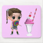 Lollipop Girl Strawberry Ice cream Sundae mousepads