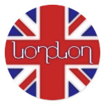 'London' ambigram on UK flag stickers