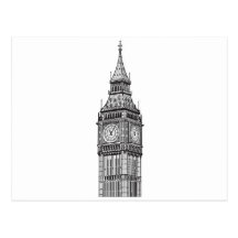 London Big Ben Illustration Postcards