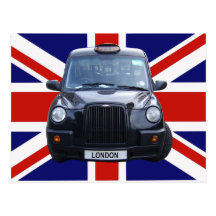 London Black Taxi Cab Postcard