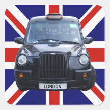 London Black Taxi Cab Square Stickers