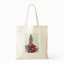 London Bus and Big Ben Tote Bags