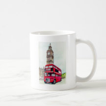 London Bus and Big Ben Coffee Mugs