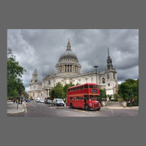 London Bus and St Pauls Cathedral England posters