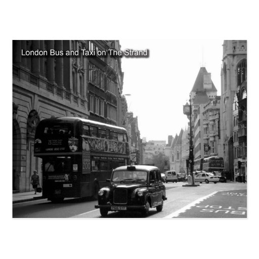 london bus and taxi postcard