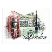 London Coloured  Sketch Post Card
