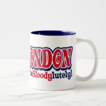 London Double-Decker Bus by Mudge Studios Mugs