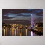 London Eye and River Thames at night Print