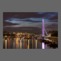 London Eye and River Thames at night posters