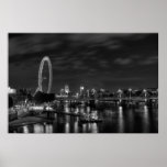 London Eye in Black and White Poster