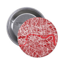 London Map Art Red Pinback Button