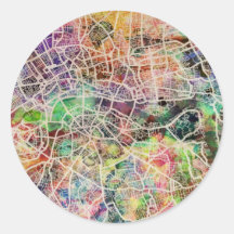 London Map Art Watercolour Sticker