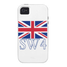 London Postcode SW4 with Union Jack Case-Mate iPhone 4 Case