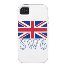 London Postcode SW6 with Union Jack iPhone 4 Cases