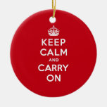 London Red Keep Calm and Carry On Christmas Tree Ornament