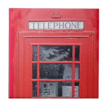 London Red Telephone Box Ceramic Tile