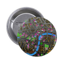 London Road Map Pinback Button