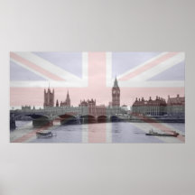 London Skyline Union Jack Flag Posters